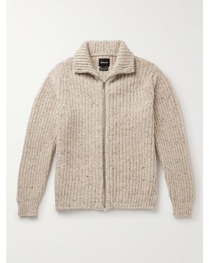 Howlin' Loose Ends Ribbed Donegal Wool Zip-up Cardigan - Natural