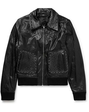 Amiri Crystal Western Leather Jacket - Black