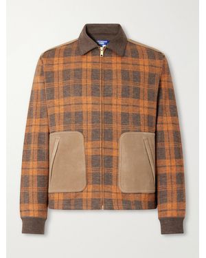Junya Watanabe Checked Suede-Trimmed Wool-Flannel Blouson Jacket - Brown