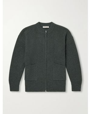 FRIZMWORKS Ribbed-Knit Wool-Blend Zip-Up Cardigan - Green
