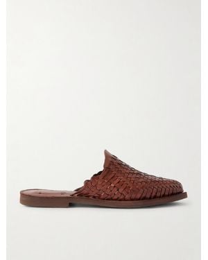 Yuketen Chamula Polanco Woven Leather Mules - Brown