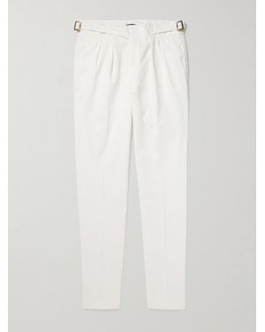 Rubinacci Manny Straight-Leg Pleated Cotton-Twill Trousers - White
