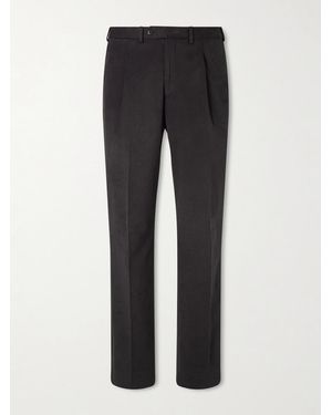 Saman Amel Amo Straight-Leg Brushed Cotton-Blend Twill Sui Trousers - Black