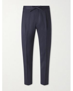 Lardini Miami Slim-fit Pleated Virgin Wool Drawstring Trousers - Blue
