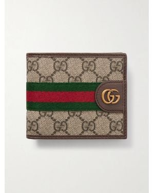 Gucci Ophidia Leather-Trimmed Canvas Bi-Fold Wallet - Metallic
