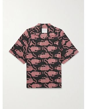 Kardo Yusuke Convertible-collar Printed Cotton Shirt - Pink