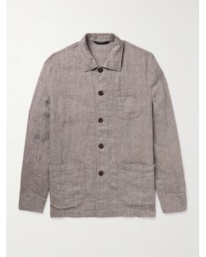 Sid Mashburn Herringbone Linen Chore Jacket - Grey