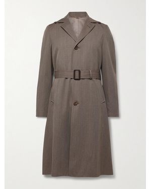 Saman Amel Belted Wool-Twill Coat - Brown