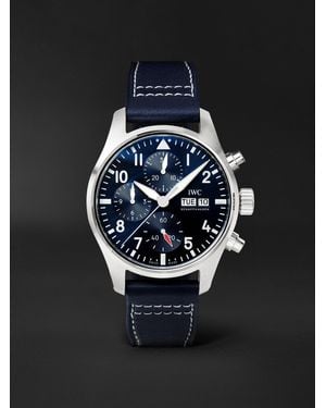 IWC Schaffhausen Pilot's Automatic Chronograph 41mm Stainless Steel And Leather Watch - Black