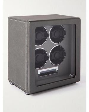 Rapport Quantum Quad Leather-Wrapped Cedar And Glass Watch Winder - Grey