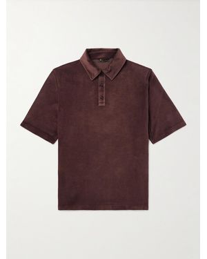 Loro Piana Cotton And Silk-Blend Velour Polo Shirt - Red