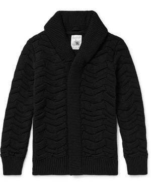 S.N.S. Herning Epigon Iii Slim-Fit Shawl-Collar Textured Virgin Wool Cardigan - Black
