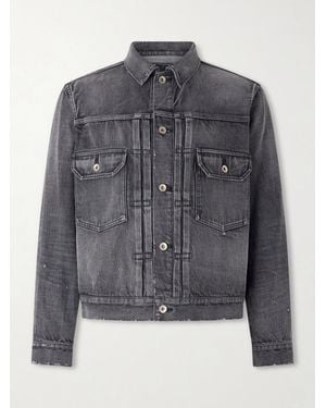 Sacai Beyondexx Distressed Denim Jacket - Grey
