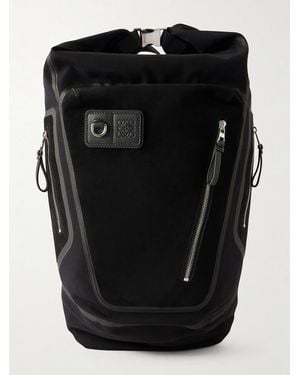 Loewe Flex Logo-Embossed Suede And Canvas Backpack - Black
