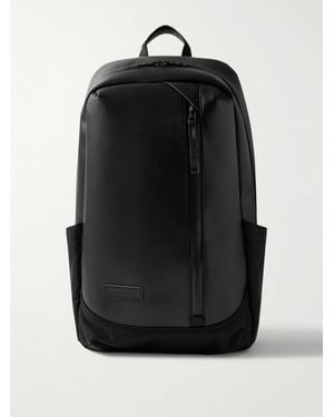 master-piece Slick Logo-Appliquéd Leather And Cordura Ballistic Nylon Backpack - Nero