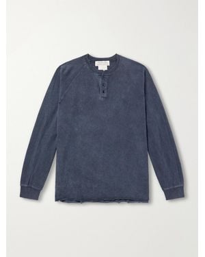 Remi Relief Distressed Cotton-Jersey T-Shirt - Blue