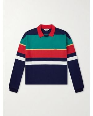 Versace Logo-embroidered Striped Cotton-jersey Sweatshirt - Blue