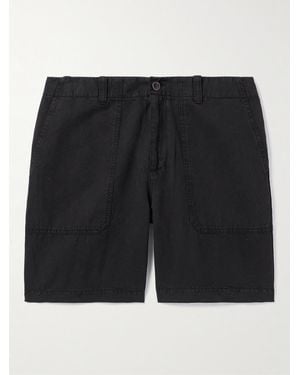 MR P. Straight-Leg Cotton And Linen-Blend Cargo Shorts - Black