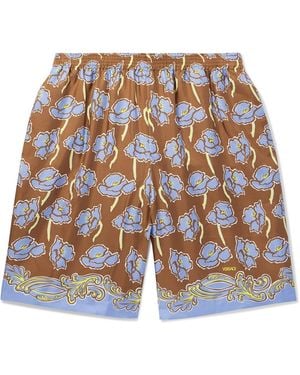 Versace Straight-Leg Printed Silk-Twill Shorts - White