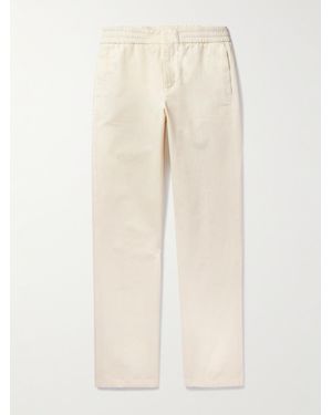 Loro Piana Straight-Leg Pleated Cotton And Linen-Blend Trousers - Natural