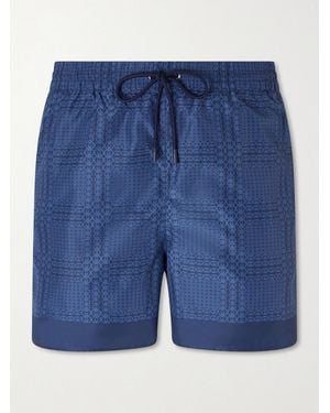 Gucci Straight-Leg Mid-Length Logo-Print Swim Shorts - Blue