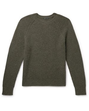 James Perse Waffle-Knit Cashmere Sweater - Green