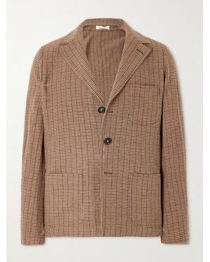 Massimo Alba Baglietto Checked Houndstooth Wool-Blend Blazer - Brown