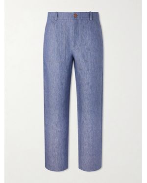 God's True Cashmere Wide-Leg Linen Trousers - Blue