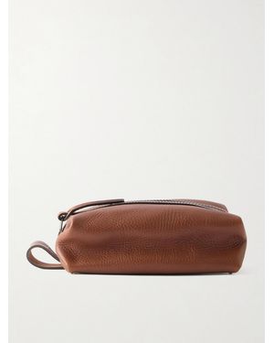 Bleu De Chauffe Zazou Full-Grain Leather Wash Bag - Brown