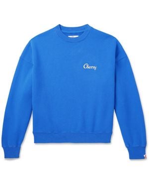 CHERRY LA Logo-embroidered Cotton-jersey Sweatshirt - Blue