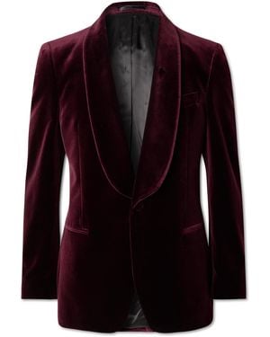 MR P. Slim-Fit Shawl-Collar Cotton-Velvet Tuxedo Jacket - Red