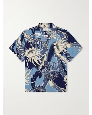 JW Anderson Camp-Collar Floral-Print Voile Shirt - Blue