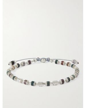 MAOR Saguaro Sterling, Agate And Cord Beaded Bracelet - Neutro
