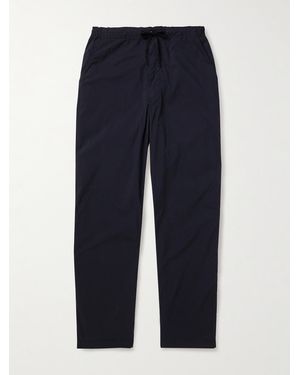 Orslow New Yorker Straight-Leg Cotton-Blend Drawstring Trousers - Blue