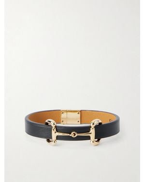 Gucci Horsebit-Embellished Gold-Tone and Leather Bracelet - Weiß