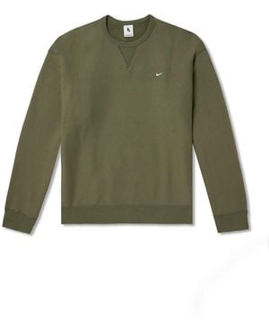 Nike Solo Swoosh Oversized Logo-Embroidered Cotton-Blend Jersey Sweatshirt - Green