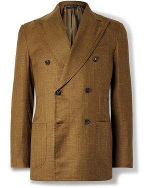Brioni Amalfi Slim-fit Double-breasted Silk - Green