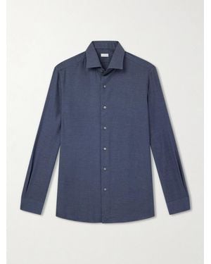 Caruso Cotton And Cashmere-Blend Shirt - Blue