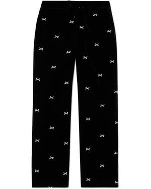 WTAPS Straight-Leg Embroidered Velour Pants - Black