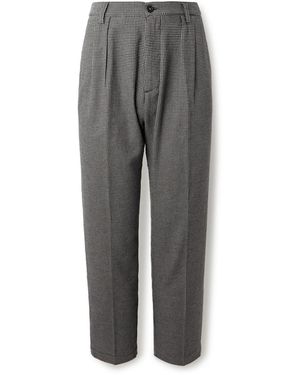 Massimo Alba Stan Straight-Leg Pleated Houndstooth Cotton Pants - Gray