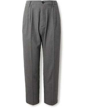 Massimo Alba Stan Straight-Leg Pleated Houndstooth Cotton Pants - Gray
