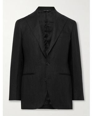 Saman Amel Unstructured Linen Suit Jacket - Black