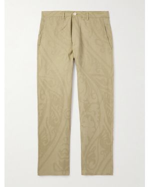 Kardo Thomas Embroidered Cotton And Linen-Blend Trousers - Natural