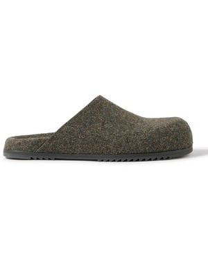 Rick Owens Granola Melton Wool Mules - Brown