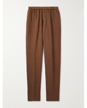 Boglioli Tapered Linen Trousers - Brown