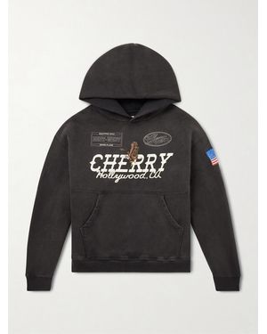 CHERRY LA Hollywood Logo-Print Embroidered Cotton-Jersey Hoodie - Nero