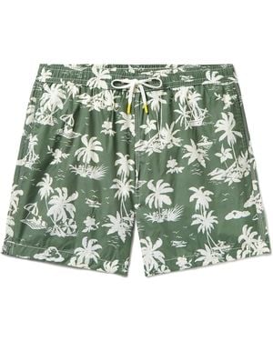 Hartford Mid-Length Printed Recycled Swim Shorts - Green