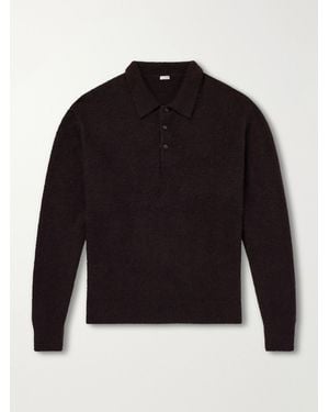 A.PRESSE Brushed Cashmere Polo Sweater - Schwarz