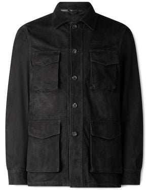 J. Mueser Suede Overshirt - Black
