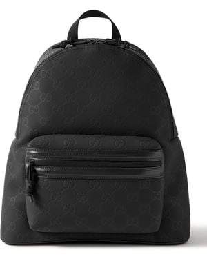 Gucci Edge Leather-Trimmed Monogrammed Rubber And Mesh Backpack - Black